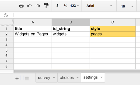 XLSForm Style Setting