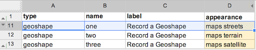 Screenshot of Geo Widgets XLS Form that loads a default map layer